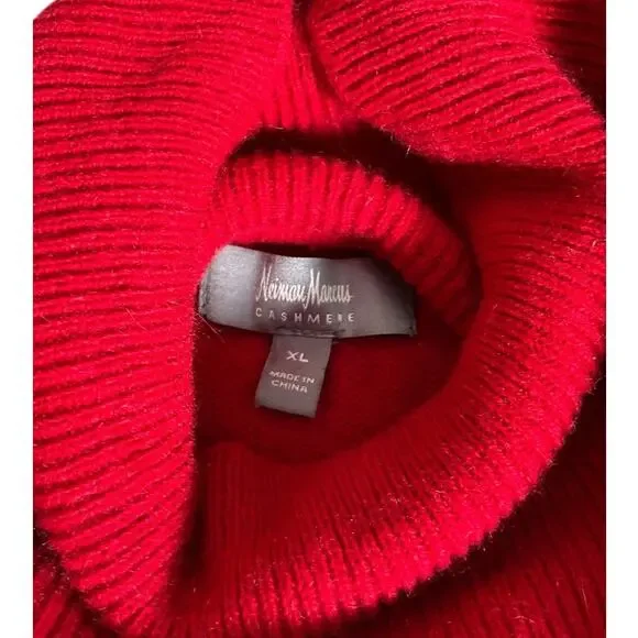 Neiman Marcus 100% Cashmere Red Turtleneck Sweater (Size [insert]) - Picture 5 of 10